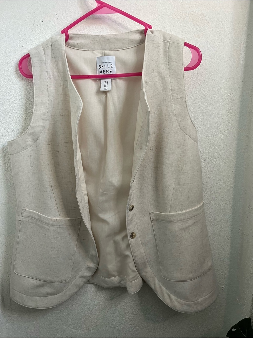 Cream Linen Blend Vest